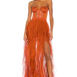 x REVOLVE Bustier Gown in Rust For Love & Lemons